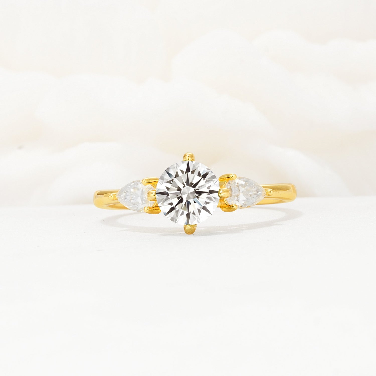 Round Cut Lab Diamond Three Stone Engagement Ring - Additional view