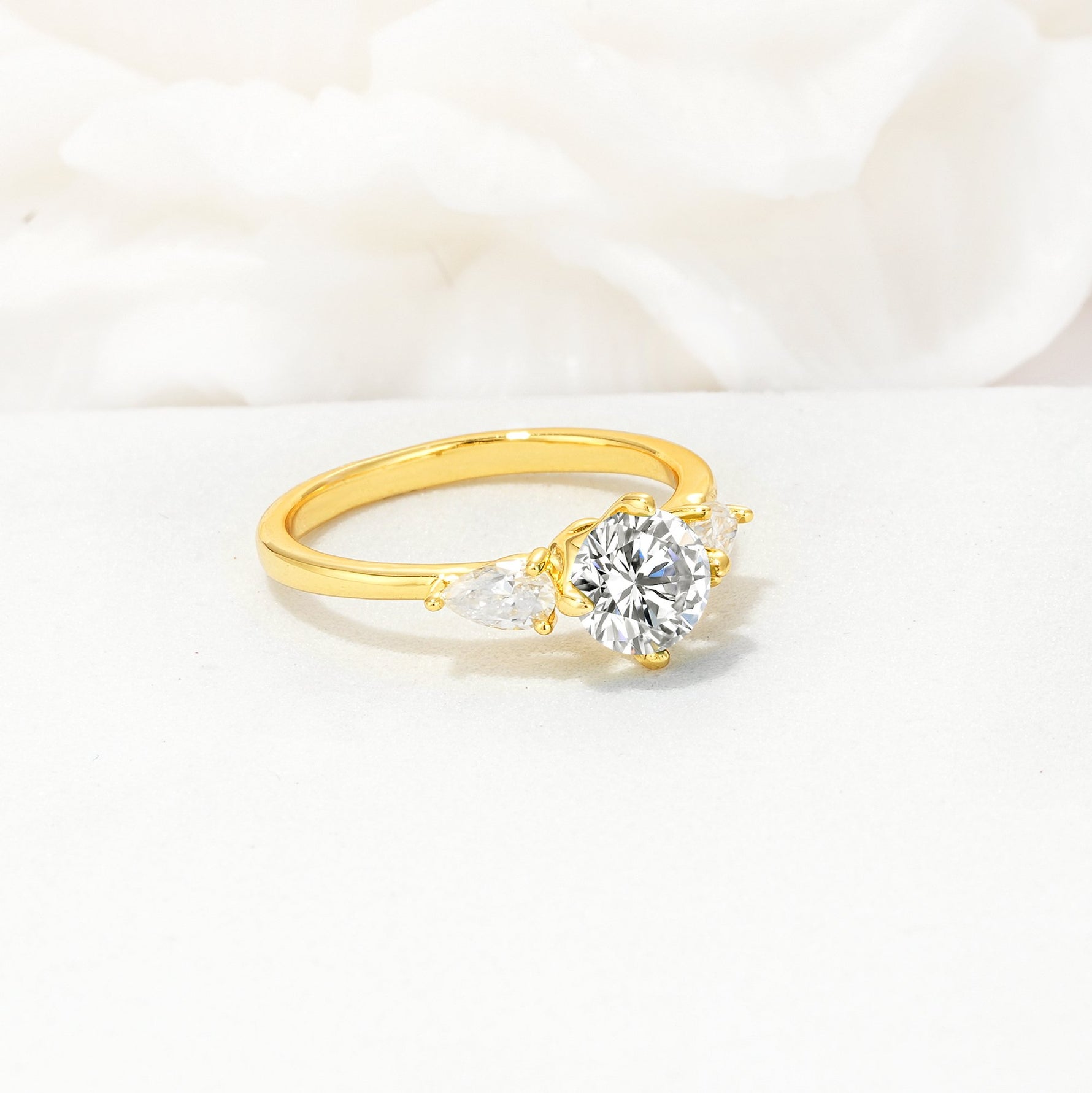 Round Cut Lab Diamond Three Stone Engagement Ring - Additional view