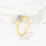 Round Cut Lab Diamond Three Stone Engagement Ring - Additional view