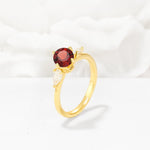 Round Cut Garnet Three Stone Engagement Ring - Additional view