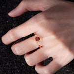 Round Cut Garnet Three Stone Engagement Ring - Additional view