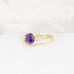 Round Cut Amethyst Three Stone Engagement Ring - Additional view