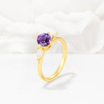 Round Cut Amethyst Three Stone Engagement Ring - Additional view
