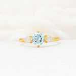 Round Cut Aquamarine Three Stone Engagement Ring - Additional view