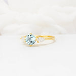 Round Cut Aquamarine Three Stone Engagement Ring - Additional view