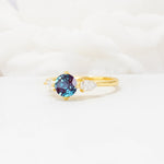 Round Cut Alexandrite Three Stone Engagement Ring - Additional view