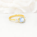 Round Cut Moonstone Three Stone Engagement Ring - Additional view