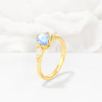 Round Cut Moonstone Three Stone Engagement Ring - Additional view