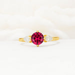 Round Cut Ruby Three Stone Engagement Ring - Additional view