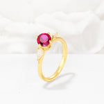 Round Cut Ruby Three Stone Engagement Ring - Additional view