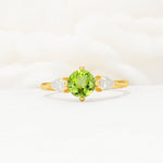 Round Cut Peridot Three Stone Engagement Ring - Additional view