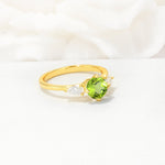 Round Cut Peridot Three Stone Engagement Ring - Additional view