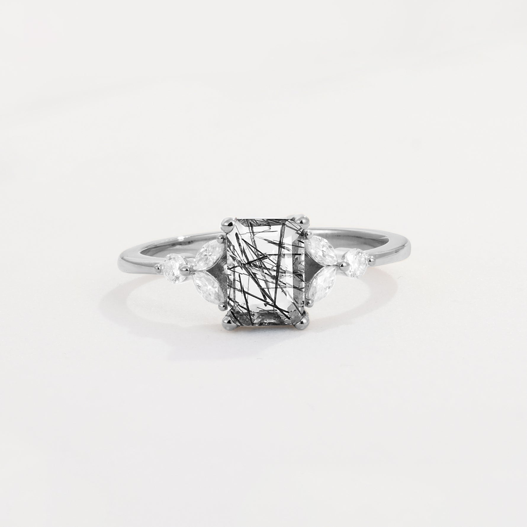 SR09245 Black Rutilated Quartz Ring - Additional view