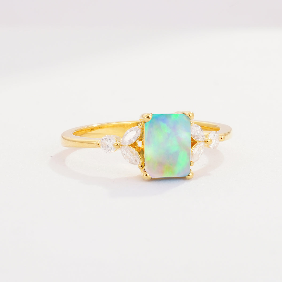 SR09245 Fire Opal Ring - White-Gold