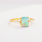SR09245 Fire Opal Ring - White-Gold