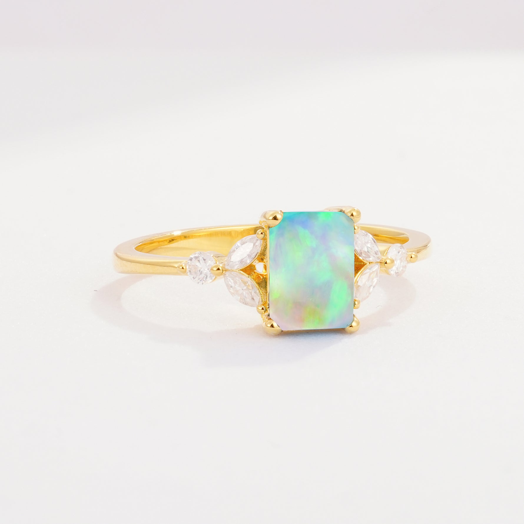 SR09245 Fire Opal Ring - White-Gold
