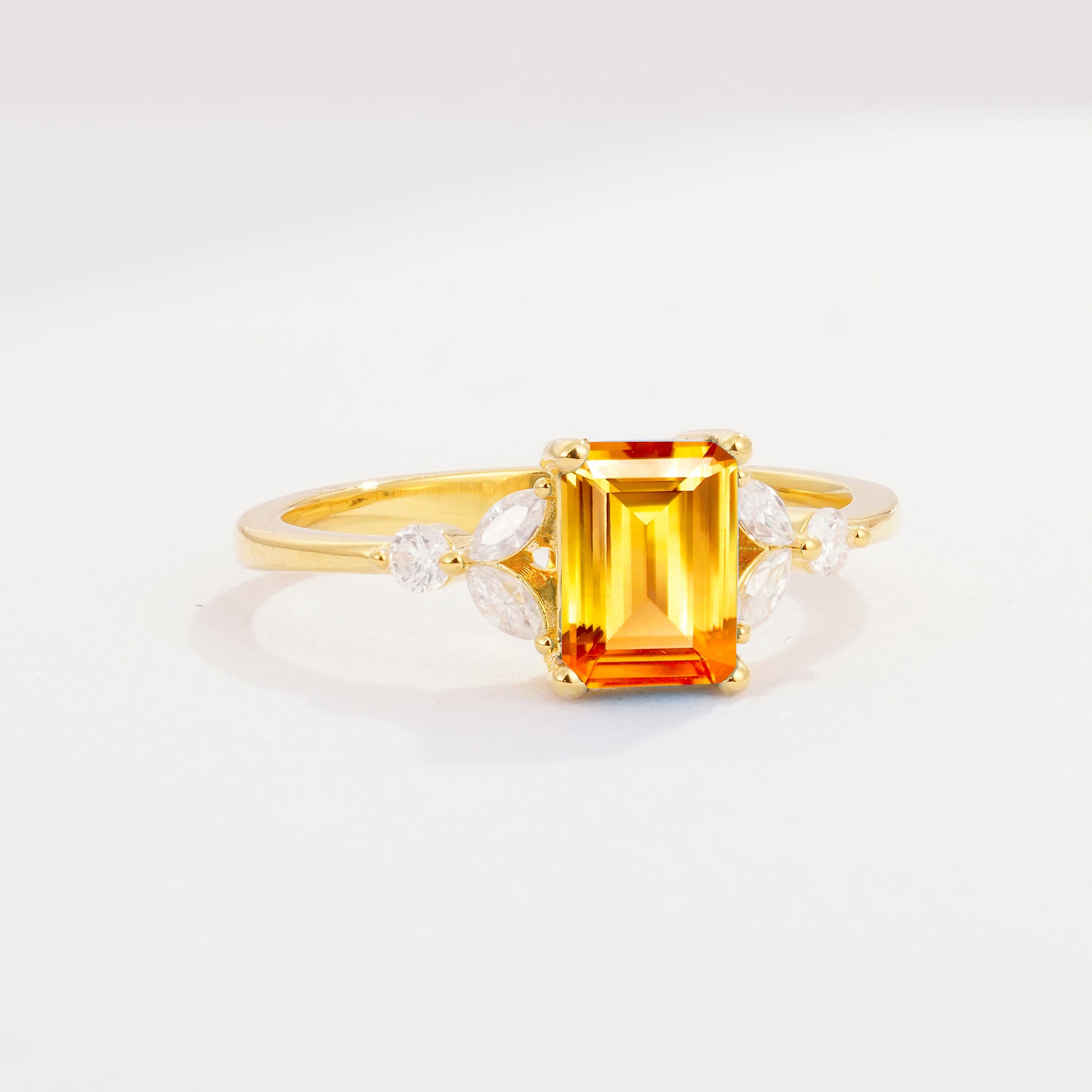 SR09245 Citrine Ring - White-Gold