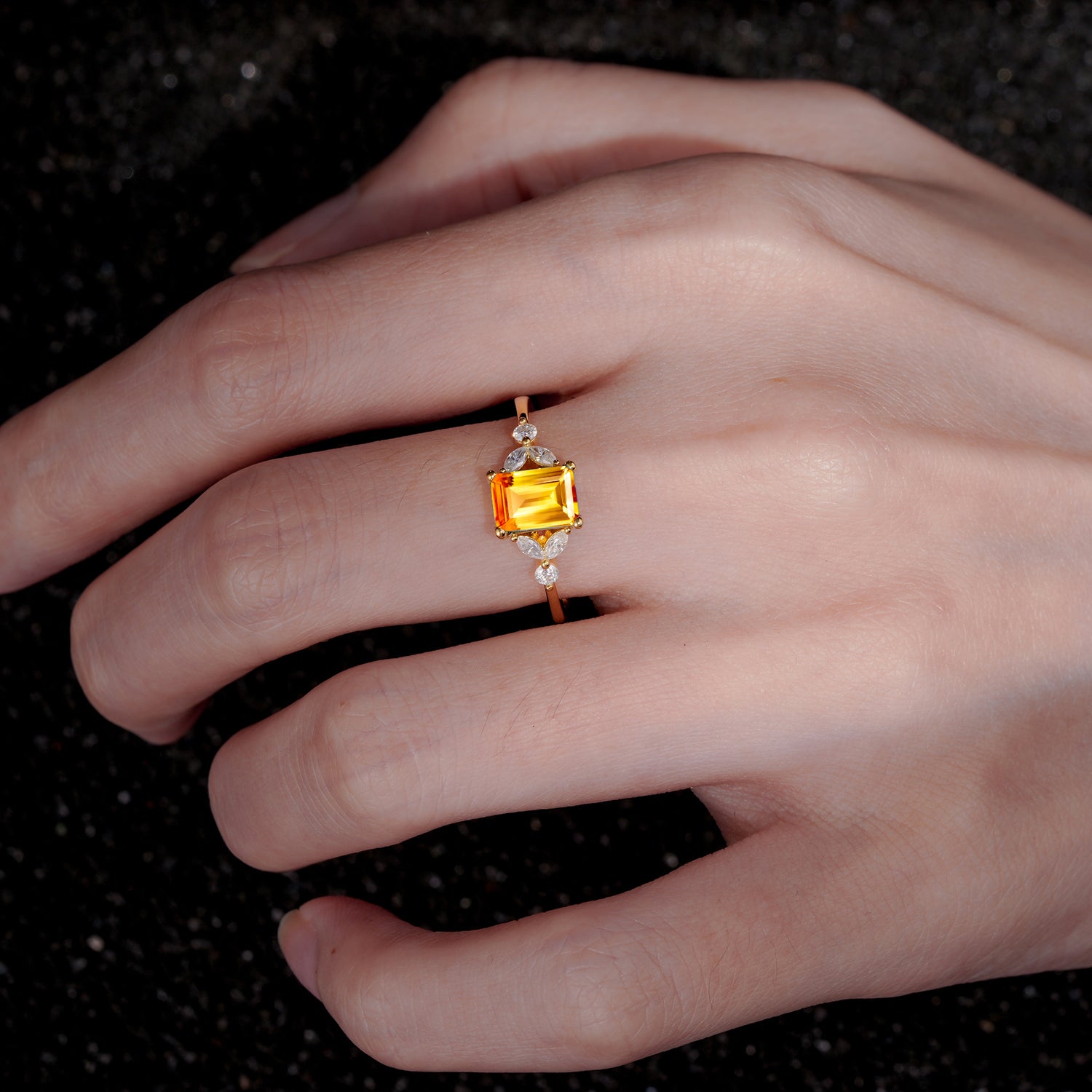 SR09245 Citrine Ring - Rose-Gold