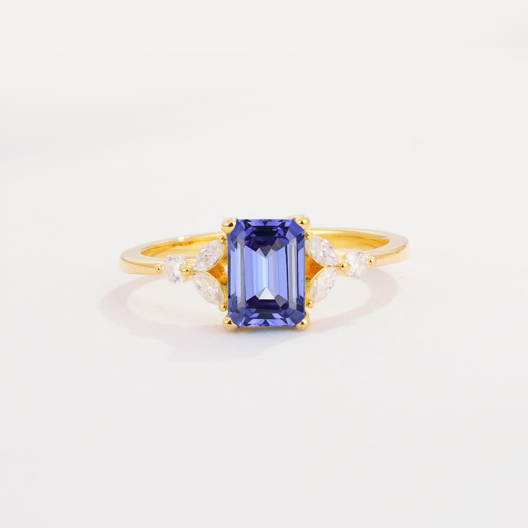 SR09245 Tanzanite Ring - Yellow-Gold