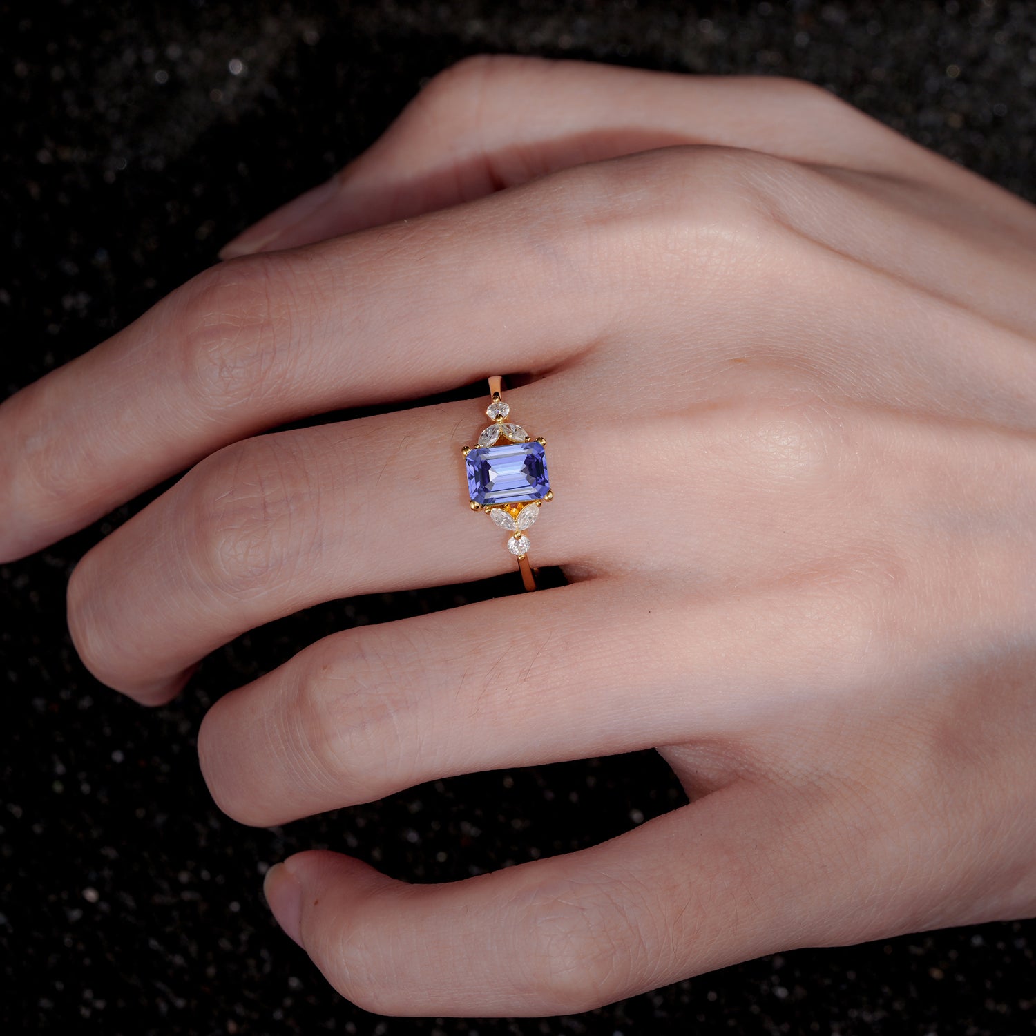SR09245 Tanzanite Ring - Rose-Gold