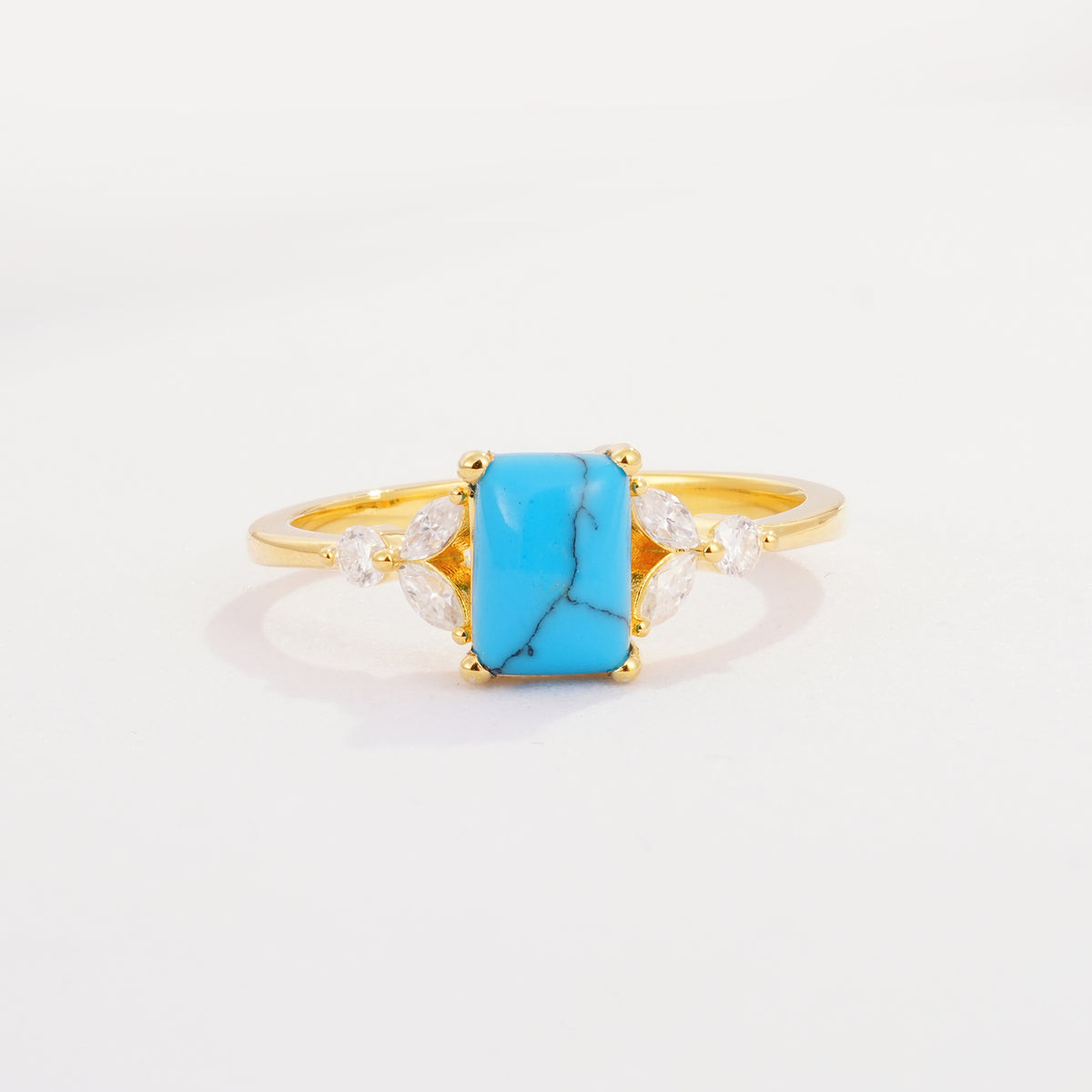 SR09245 Turquoise Ring - Yellow-Gold