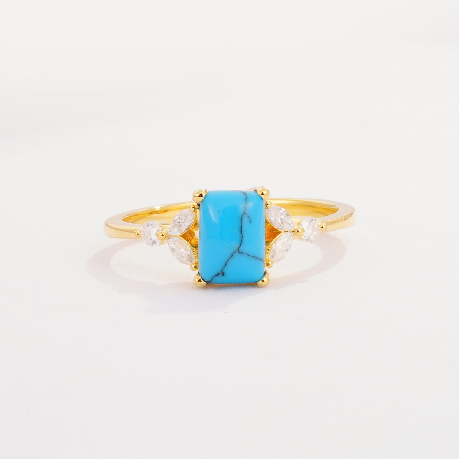 SR09245 Turquoise Ring - Yellow-Gold