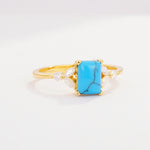SR09245 Turquoise Ring - White-Gold