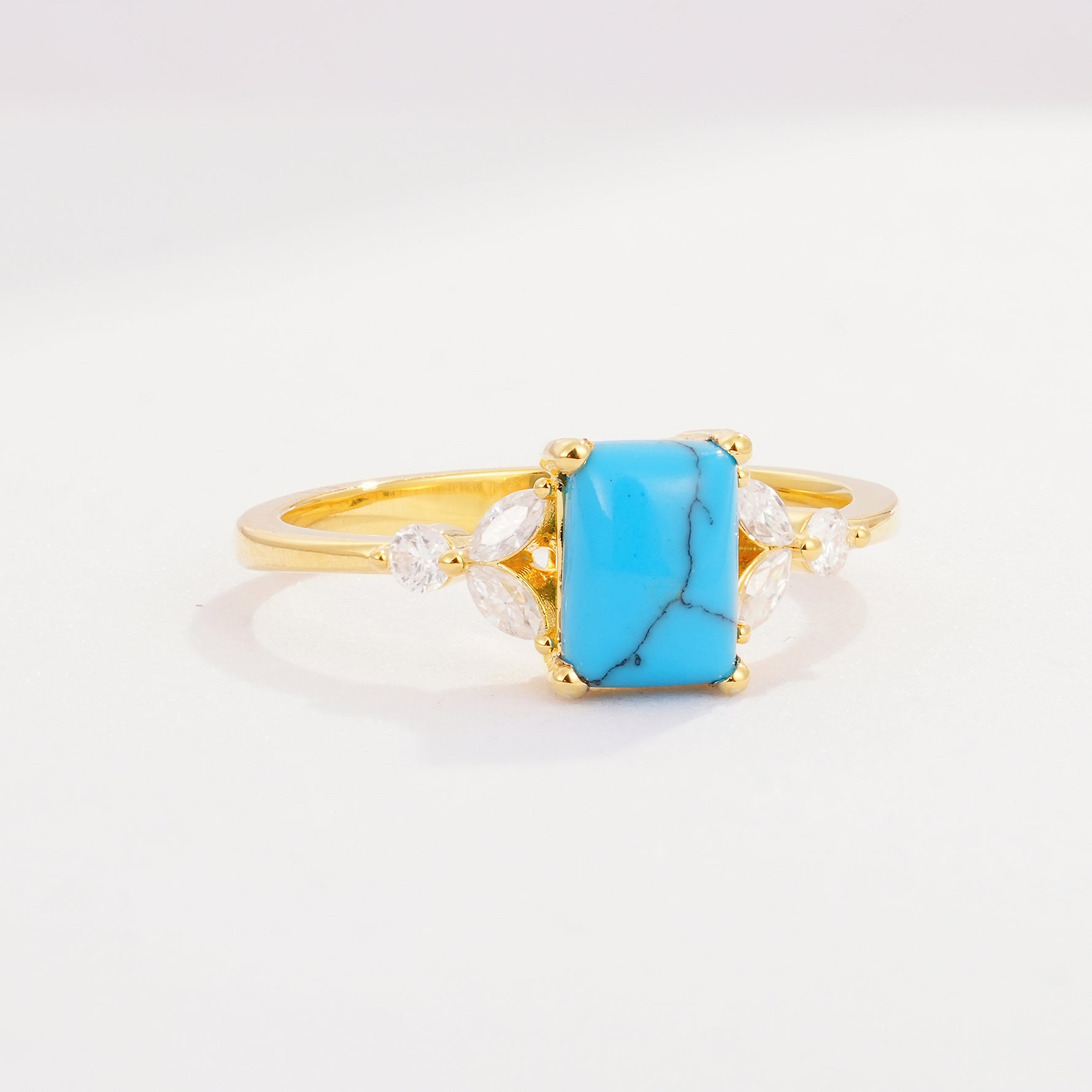SR09245 Turquoise Ring - White-Gold