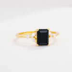 SR09245 Black Onyx Ring - White-Gold