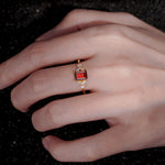 SR09245 Garnet Ring - Rose-Gold