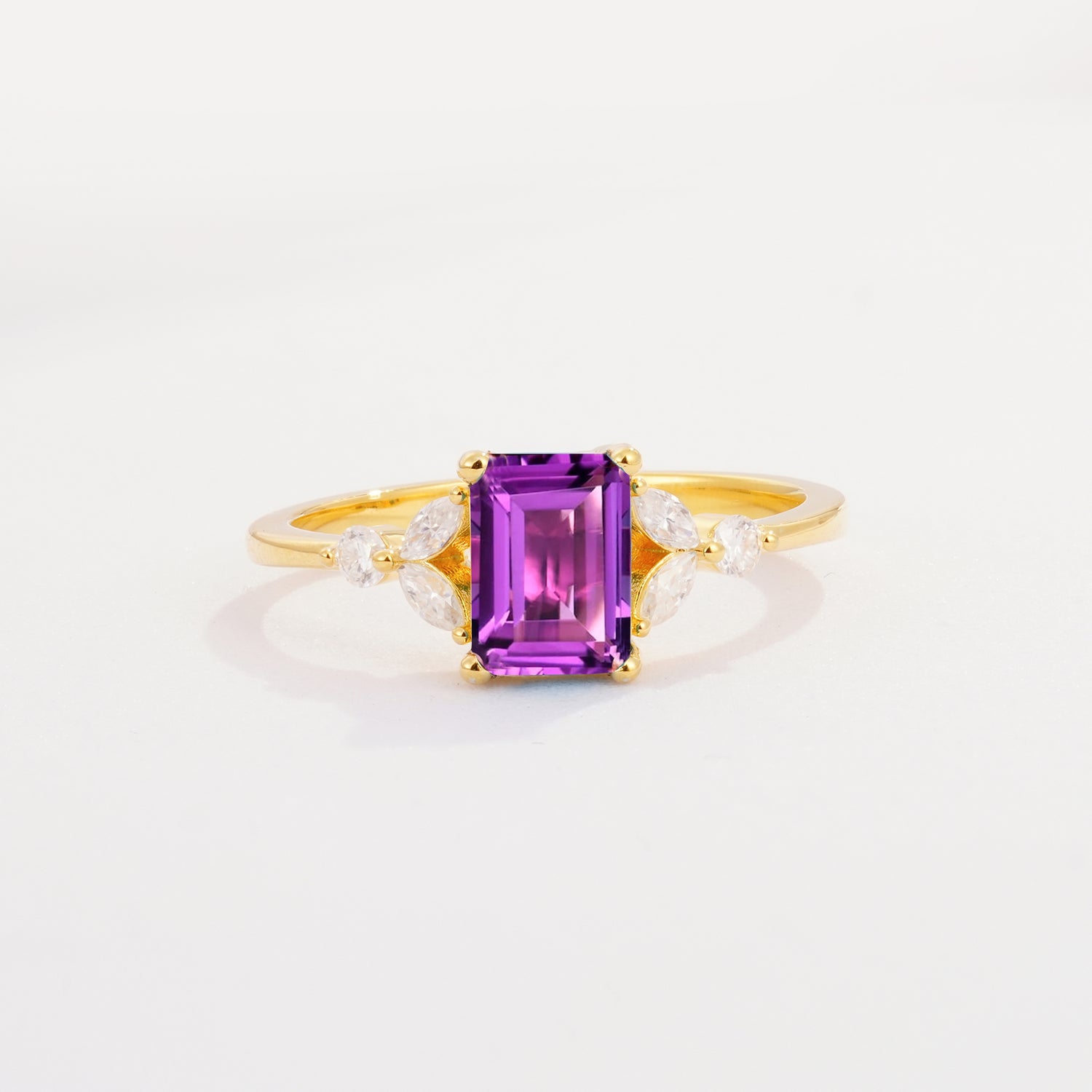 SR09245 Amethyst Ring - Yellow-Gold