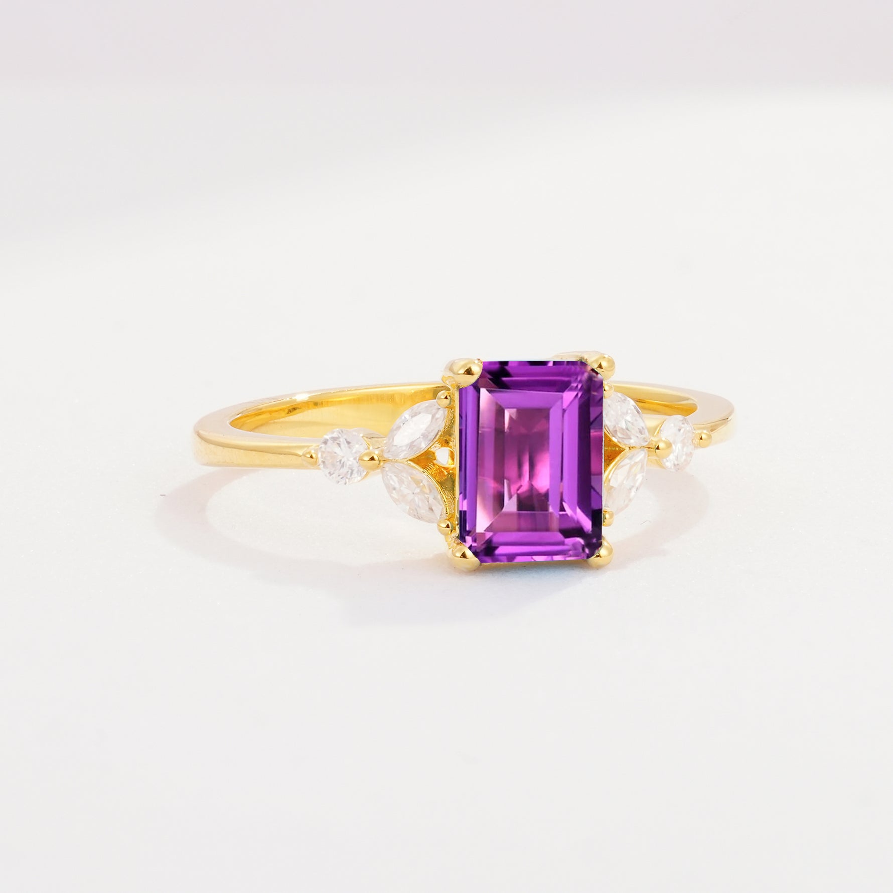 SR09245 Amethyst Ring - White-Gold