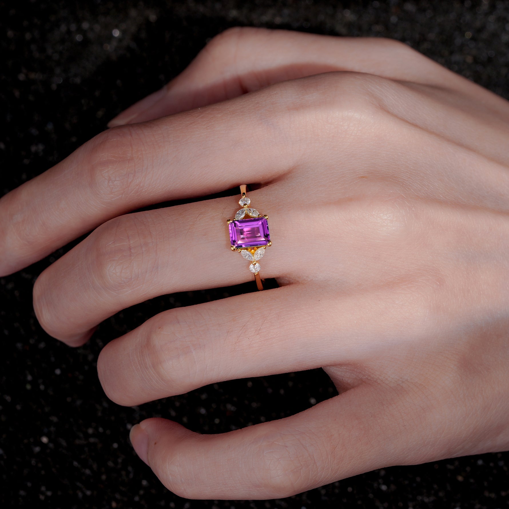SR09245 Amethyst Ring - Rose-Gold