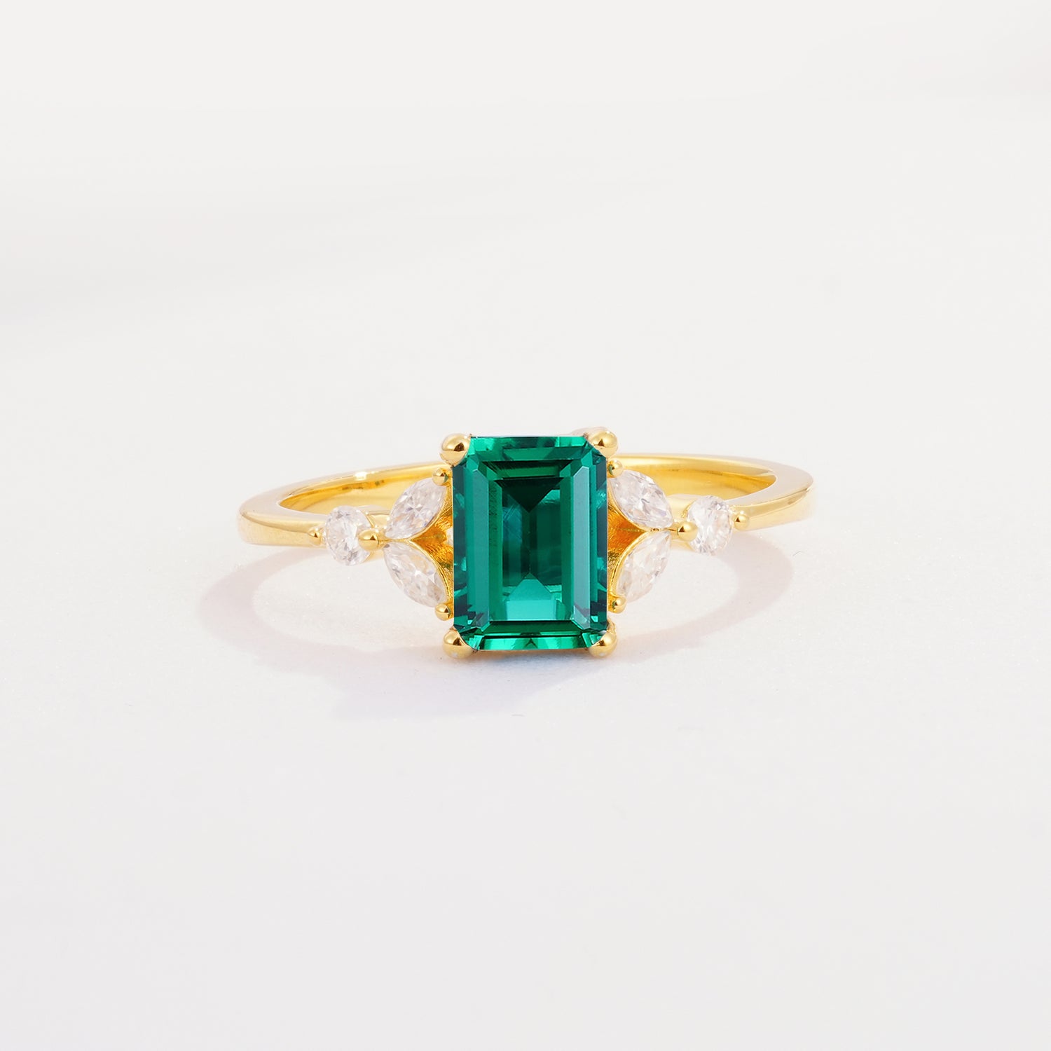 SR09245 Emerald Ring - Yellow-Gold