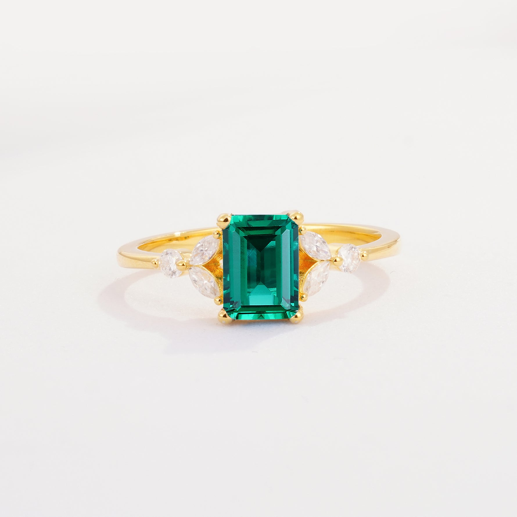 SR09245 Emerald Ring - Yellow-Gold