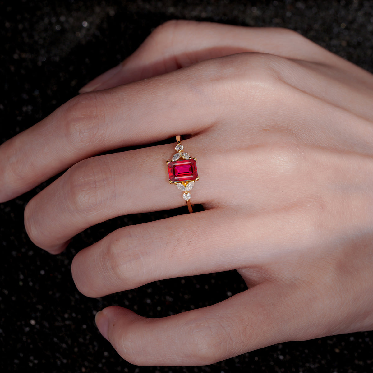 SR09245 Ruby Ring - Rose-Gold