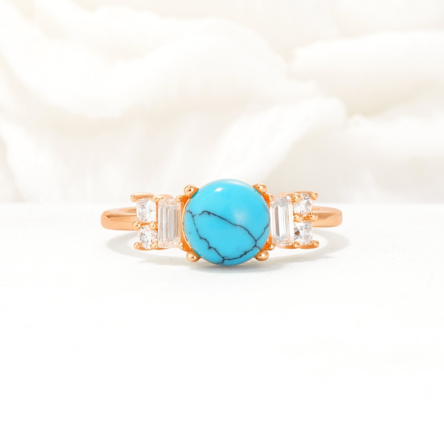 Round Cut Moissanite Baguette Side Stone Engagement Ring - Additional view
