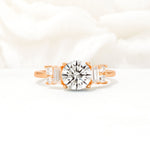 Round Cut Lab Diamond Baguette Side Stone Engagement Ring - Additional view