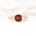 Round Cut Garnet Baguette Side Stone Engagement Ring - Additional view