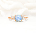 Round Cut Moonstone Baguette Side Stone Engagement Ring - Additional view