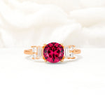 Round Cut Ruby Baguette Side Stone Engagement Ring - Additional view