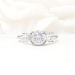 Round Cut Moissanite Baguette Side Stone Engagement Ring - Additional view