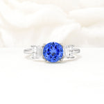 Round Cut Sapphire Baguette Side Stone Engagement Ring - Additional view