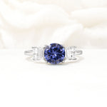 Round Cut Tanzanite Baguette Side Stone Engagement Ring - Additional view