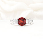 Round Cut Garnet Baguette Side Stone Engagement Ring - Additional view