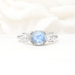 Round Cut Moonstone Baguette Side Stone Engagement Ring - Additional view