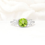 Round Cut Peridot Baguette Side Stone Engagement Ring - Additional view