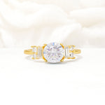 Round Cut Moissanite Baguette Side Stone Engagement Ring - Additional view