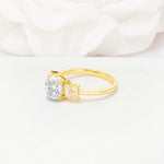 Round Cut Moissanite Baguette Side Stone Engagement Ring - Additional view