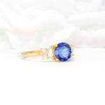 Round Cut Sapphire Baguette Side Stone Engagement Ring - Additional view